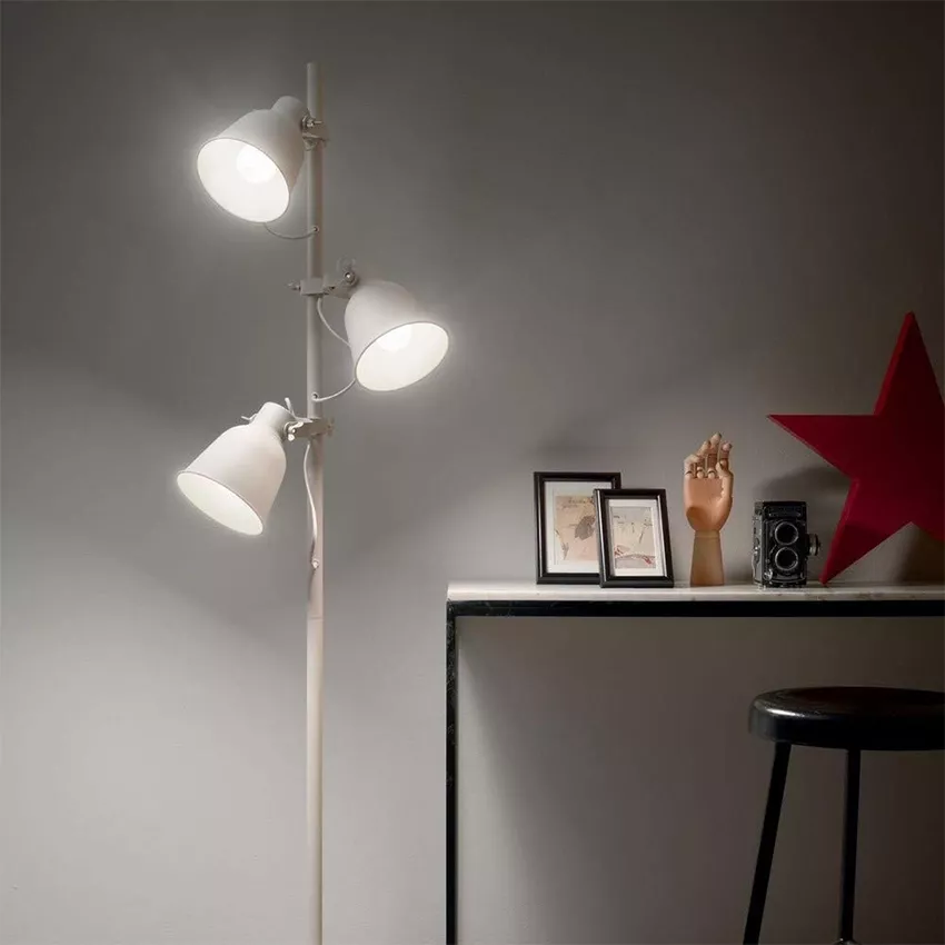 floor lamp with 3 individual spotlights (White) E-27