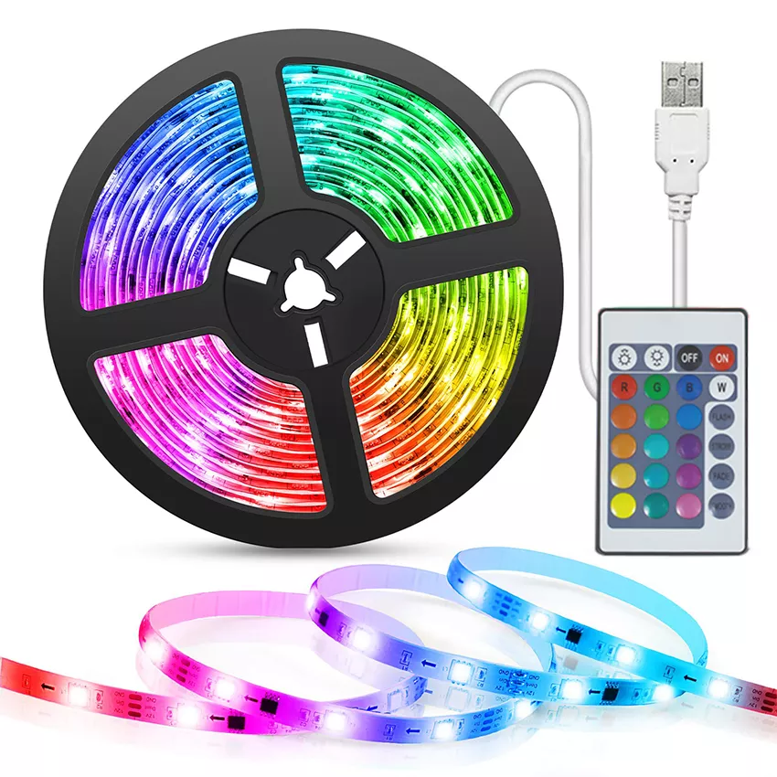 kIT tira LED 5m color RGB (Mando, Interruptor y adaptador corriente)