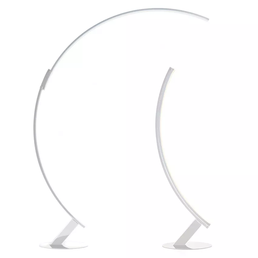 white curved LED floor lamp 2 positions