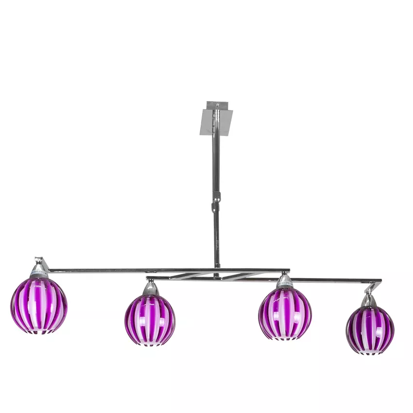 dimmable ceiling lamp with 4 purple lampshades E-14
