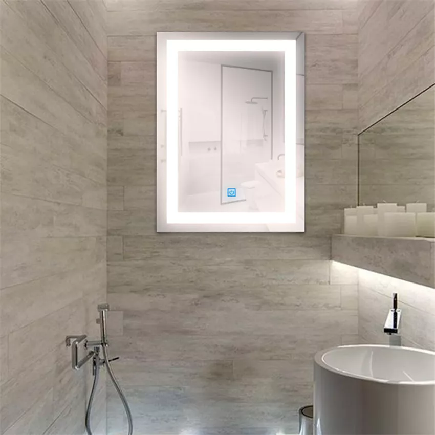 rectangular 15W LED mirror with bathroom lights