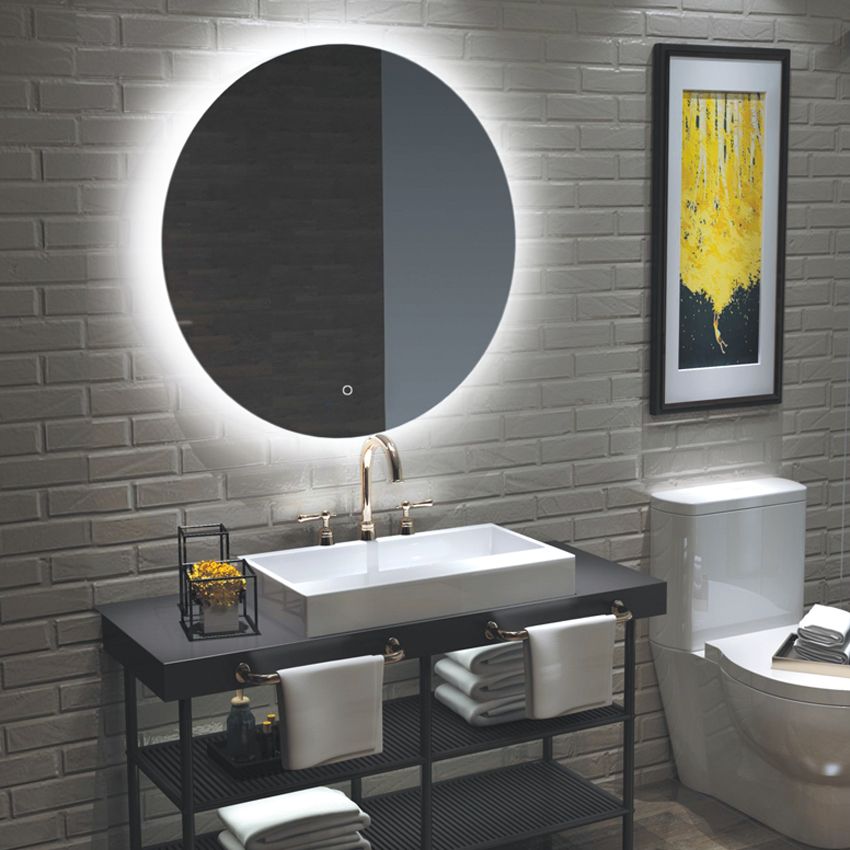 bathroom mirror with led lights Bari, oval, 32W, touch