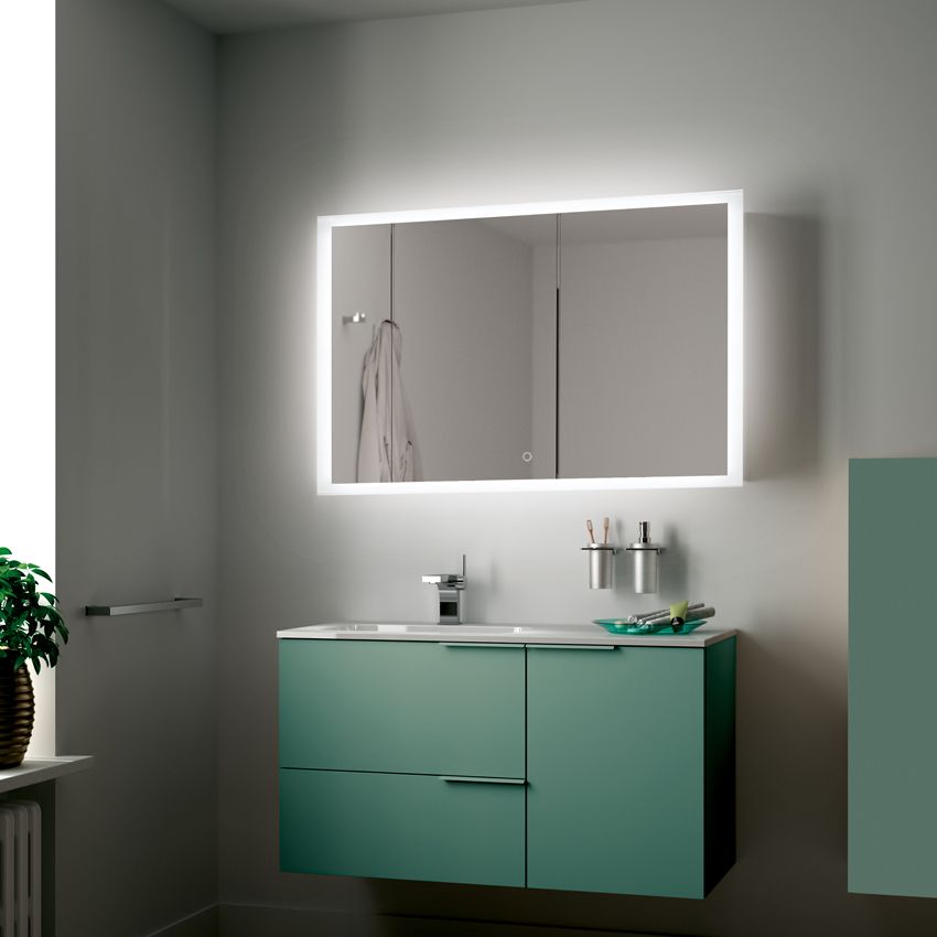 amanzi bathroom mirror with led light, rectangular, 43W, touch