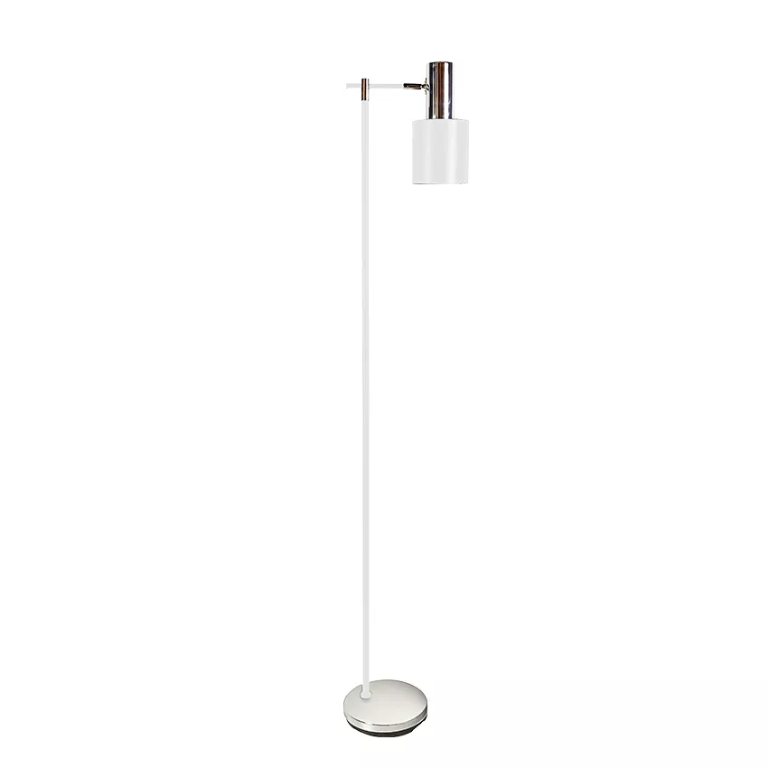 lámpara de pie de salón Cygni 1xE27 blanco/cromo articulable y orientable