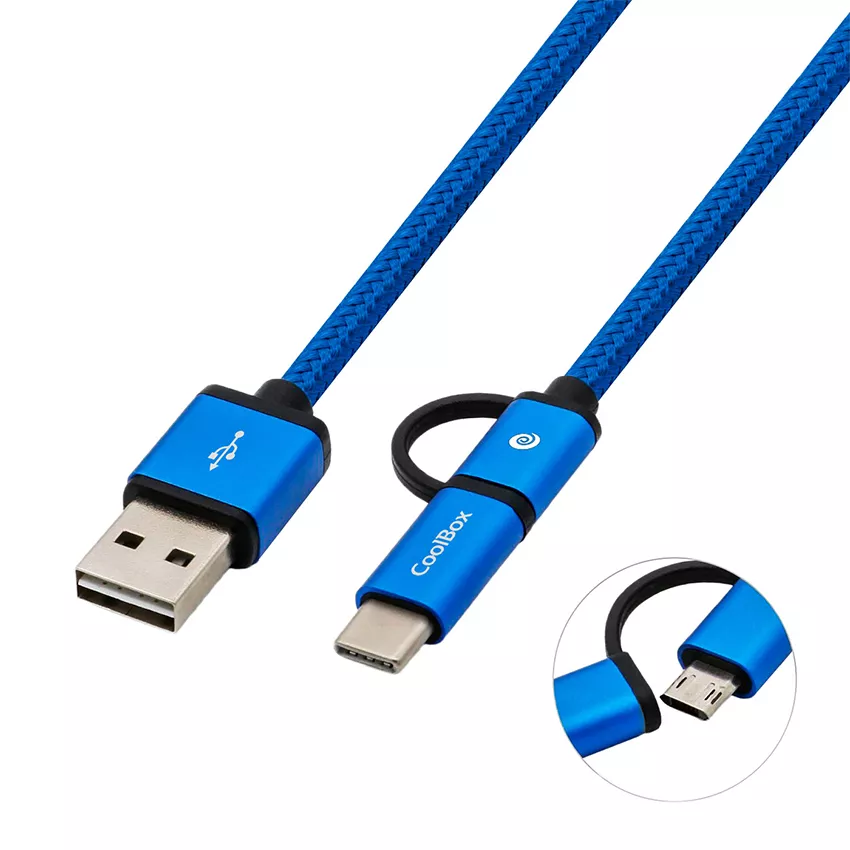 cable multi USB 2.0 carga+datos - conectores micro-USB y USB-C 1 m