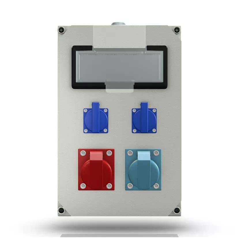 electrical distribution box with: 2 sockets 2P+TTL + 1 socket 2P+T + socket 3P+T