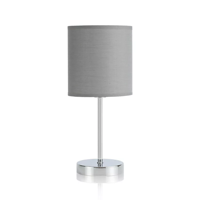 lámpara mesa CHANZA 1xE14 cromo c/pantalla gris 