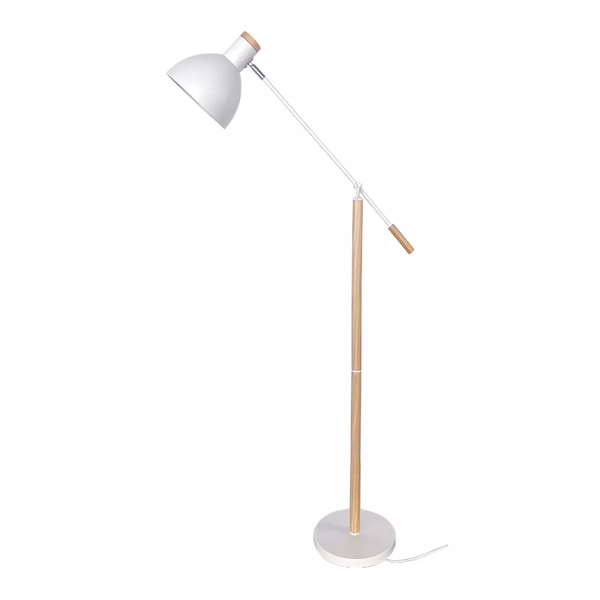 lámpara de pie Biel 1xE27 blanco/haya orientable 360º