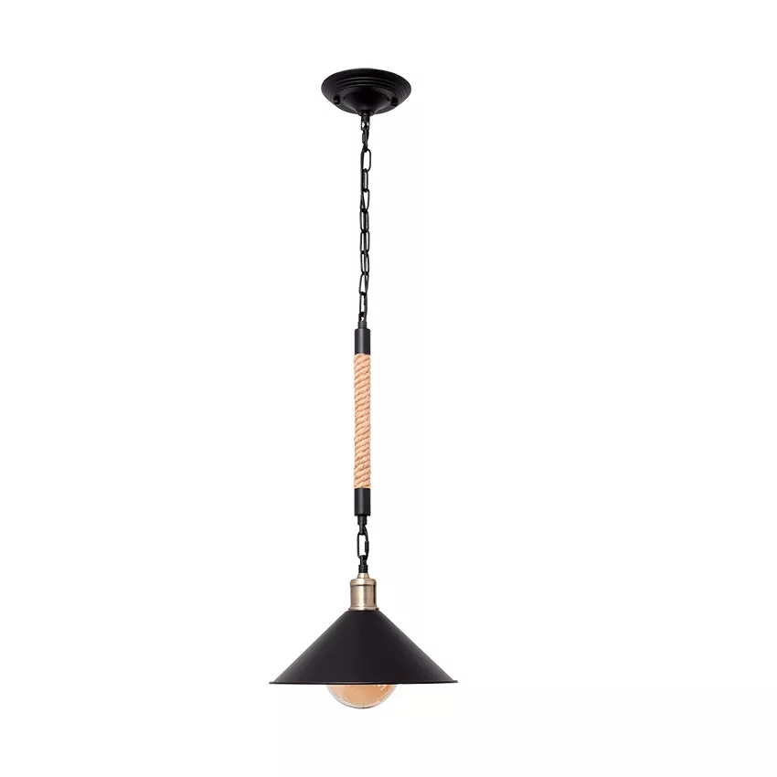 cabo series black pendant lamp with hemp rope