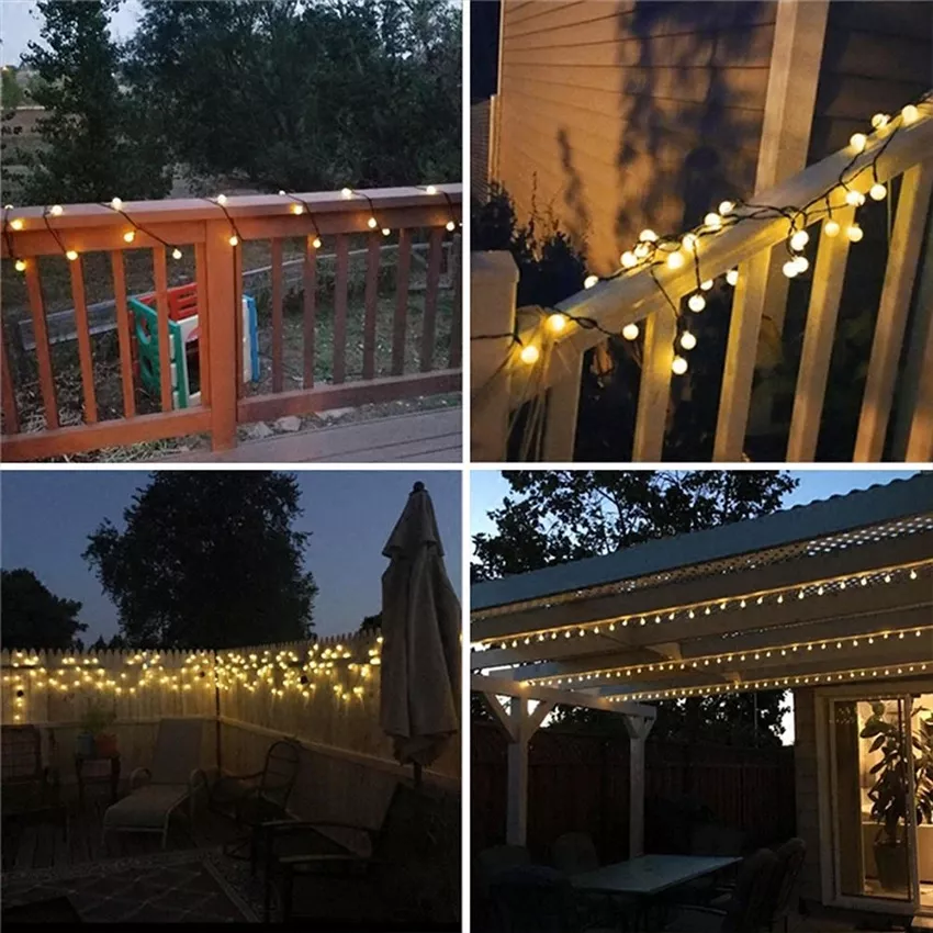 solar garland 5 meters 20 transparent LED balls 2 functions warm white 