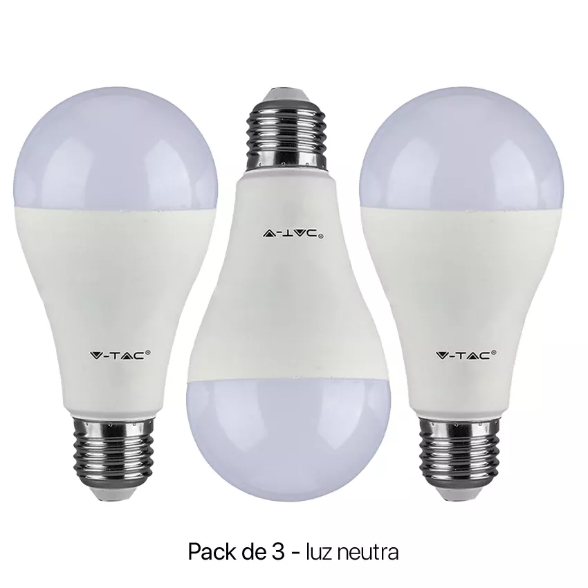 pack de 3 bombillas E27 15W Standard neutra A60