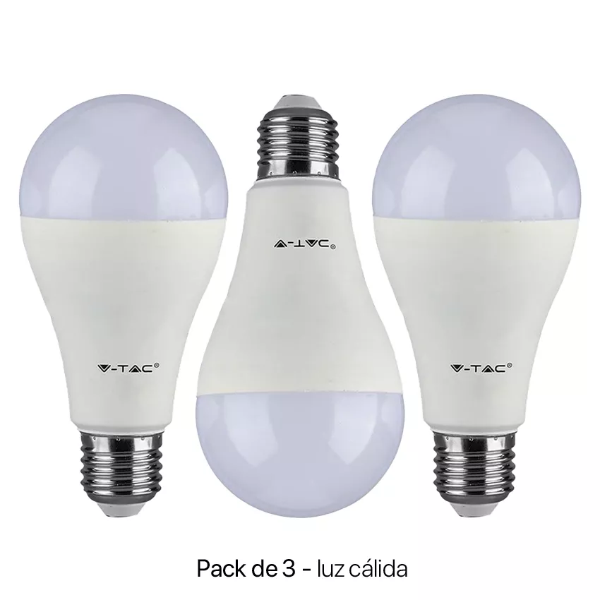 pack de 3 bombillas E27 standard cálida A60 15w