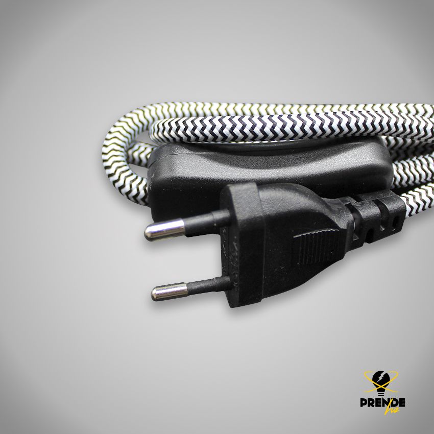 cable conexión textil blanco y negro
